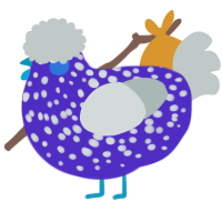 A indigo and silver chicken with a speckle pattern