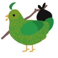 Cluck Ness Monster, a chartreuse and viridian chicken with a double-lace pattern