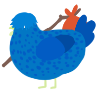 A sapphire and ultramarine chicken with a speckle pattern