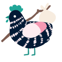 A tumblr and rose chicken with a bar pattern
