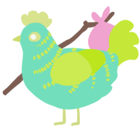 A mint and lime chicken with a half-bar pattern