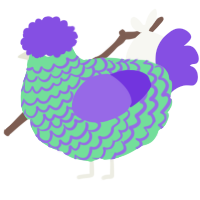 A spring and blurple chicken with a lace pattern