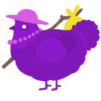 A violet chicken with a head pattern