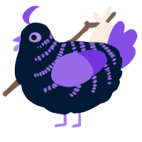 A tumblr and blurple chicken with a half-bar pattern