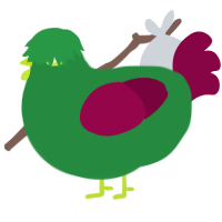 Guava, a viridian and maroon chicken