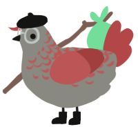 A ash and red chicken with a half-lace pattern