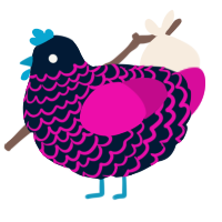 A tumblr and fuchsia chicken with a lace pattern