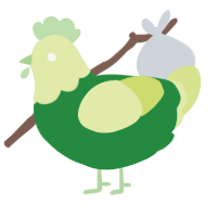 Sprite, a viridian and lemon chicken with a head pattern