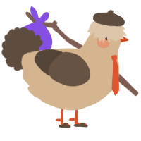 A beige and bark chicken