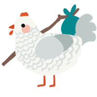 A white and silver chicken with a lace pattern