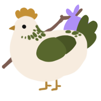 A cream and olive chicken with a neck-speckle pattern