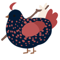 A tumblr and red chicken with a speckle pattern
