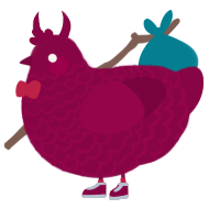 A maroon chicken with a lace pattern