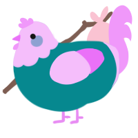 A teal and lavender chicken with a head pattern
