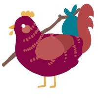 A maroon and red chicken with a half-bar pattern