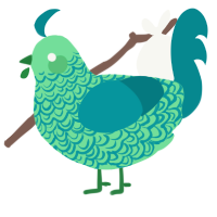baja be thy blast, a spring and teal chicken with a double-lace pattern