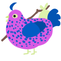 Robin, a orchid and ultramarine chicken with a speckle pattern
