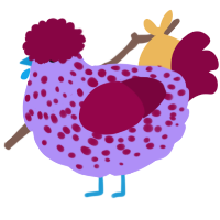 A lilac and maroon chicken with a speckle pattern