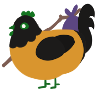 Chrysoberyl, a orange and sable chicken with a head pattern