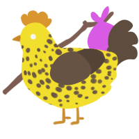 DK Hoard, a yellow and bark chicken with a speckle pattern