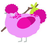 A lavender and fuchsia chicken with a neck-speckle pattern