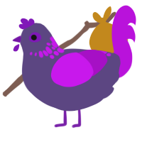 A overcast and amethyst chicken with a neck-speckle pattern