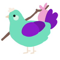 A mint and violet chicken