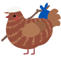A russet and brown chicken with a bar pattern