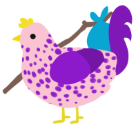 A rose and violet chicken with a speckle pattern