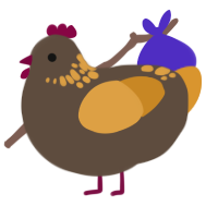 A bark and orange chicken with a neck-speckle pattern