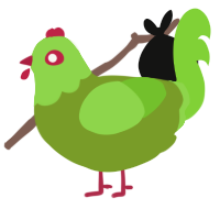 A chartreuse and grass chicken with a head pattern