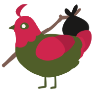 A olive and crimson chicken with a head pattern
