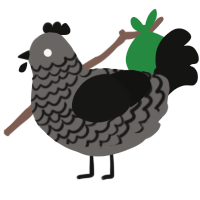 A grey and black chicken with a lace pattern