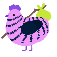 A lavender and tumblr chicken with a bar pattern