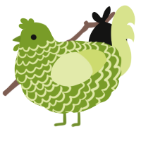 A chartreuse and lemon chicken with a lace pattern