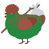A viridian and russet chicken with a half-lace pattern