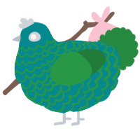 A teal and viridian chicken with a lace pattern