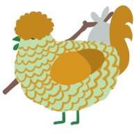 A gluppy and ochre chicken with a lace pattern