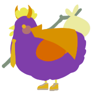 A chartreuse and sapphire chicken