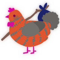 A vermilion and grey chicken with a bar pattern