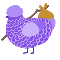 A blurple and lilac chicken with a lace pattern