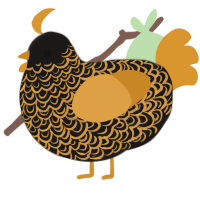 A sable and orange chicken with a double-lace pattern