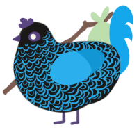 A sable and sky chicken with a double-lace pattern