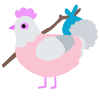 A rose and mist chicken with a head pattern