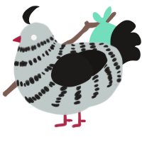 A silver and sable chicken with a bar pattern