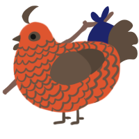 A vermilion and bark chicken with a lace pattern