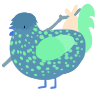 A brown and wine chicken with a speckle pattern