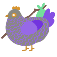 Ourple, a ash and blurple chicken with a lace pattern