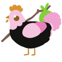 A black and pink chicken with a head pattern