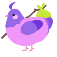 A lavender and blurple chicken with a head pattern